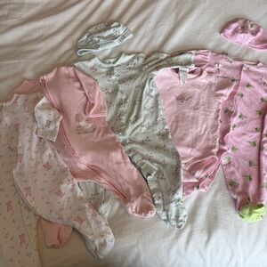 Little‎ Me Baby Clothes 9M Onesie Footie Pajamas Bundle Floral Pink Blue